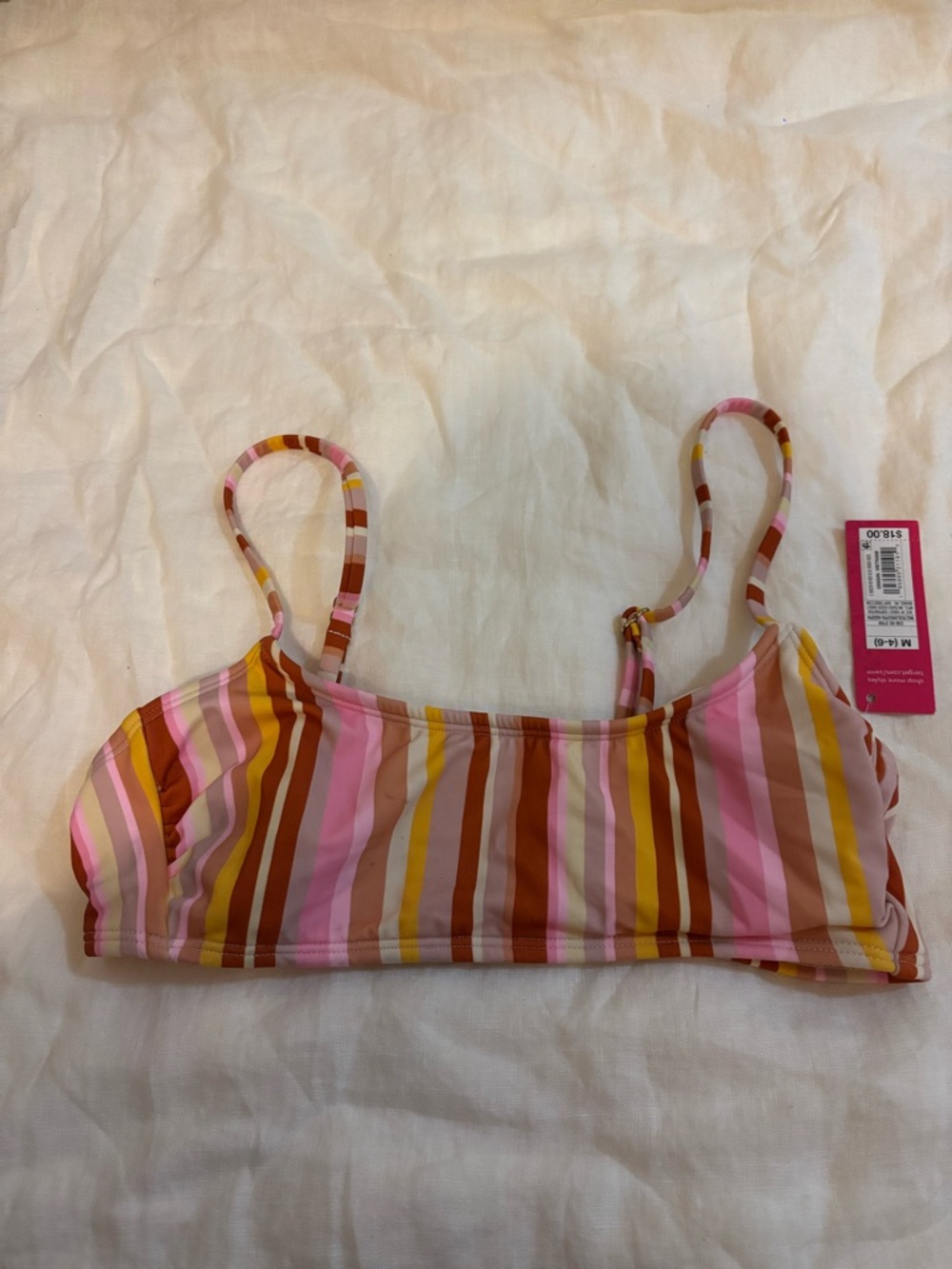 Juniors' Scoop Neck Braette Bikini Top - Xhiaration™ Muti Stripe NWT Medium